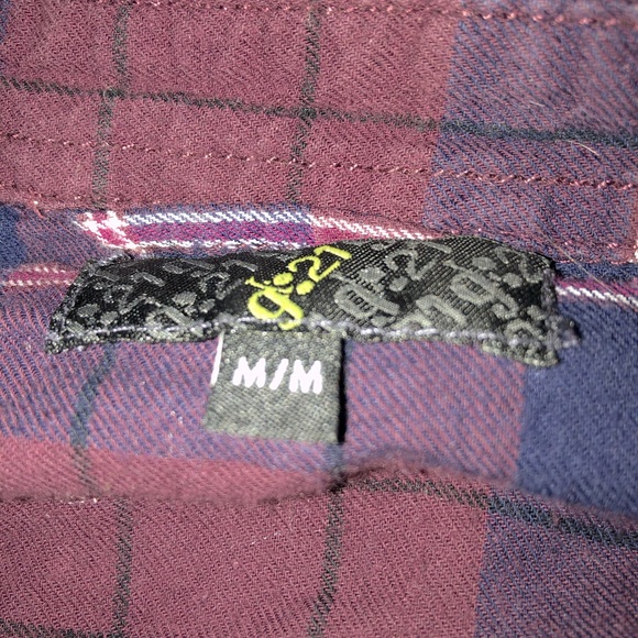 burgundy blue and white plaid flannel - Picture 2 of 2